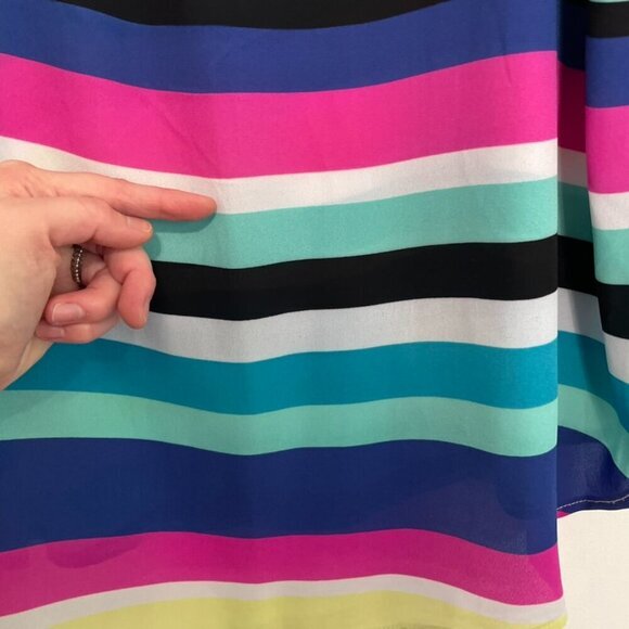 TORRID 1 Plus Size Striped Georgette Pocket Tank Top Blue White Pink Summer 1X - Picture 15 of 16